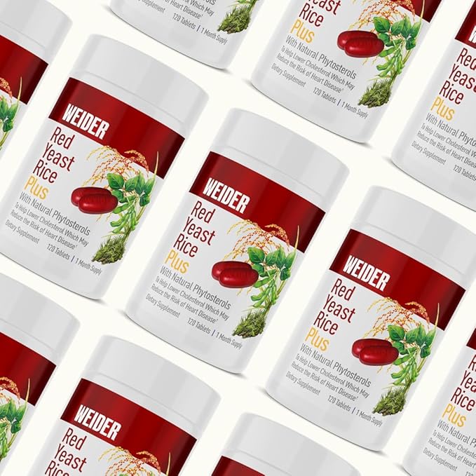 Weider Red Yeast Rice Plus 1200mg, with 850mg of Natural Phytosterols, Gluten Free, One Month Supply
