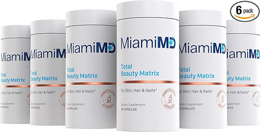 Total Beauty Matrix Collagen Supplements for Women - Collagen Capsules with Vitamin C for Hair, Skin and Nails - Cruelty Free - (60 Capsules) - 6 Pack