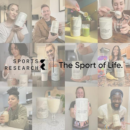 Sports Research® Organic Collagen Peptides - Hydrolyzed Type I & III Collagen Protein Powder Sustainably Sourced from Grass-Fed Bovine - Unflavored, Organic Certified & Gluten Free - 30 Servings