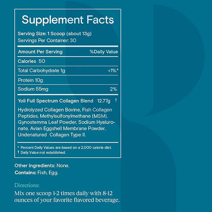 Yoli® Collagen Powder - Multi Collagen Protein Powder with Sodium Hyaluronate - Collagen Supplements for Women and Men - Collagen Types I, II, III, V, and X