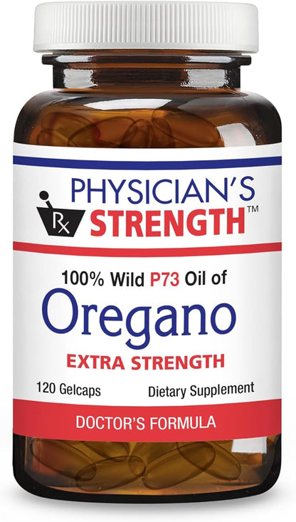 Physician's Strength Wild Oregano Gels Extra Strength - 120 Gelcaps - 100% Wild P73 Oil of Oregano - Non-GMO - 120 Servings