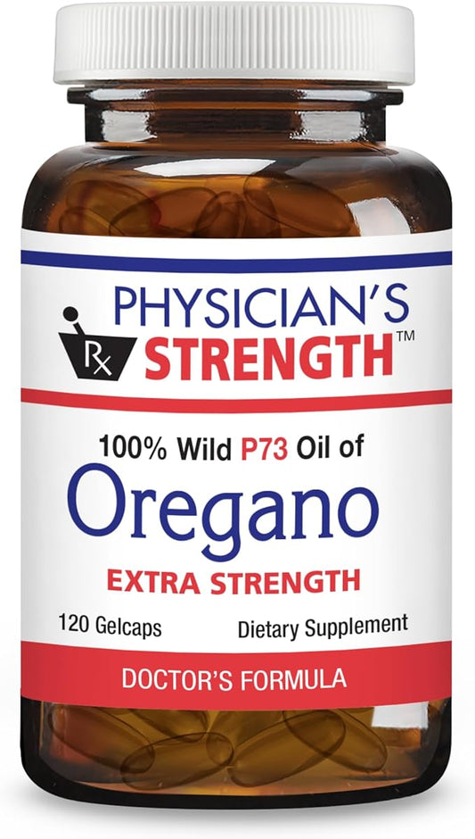 Physician's Strength Wild Oregano Gels Extra Strength - 120 Gelcaps - 100% Wild P73 Oil of Oregano - Non-GMO - 120 Servings