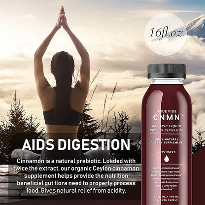 True Vine 3200mg Liquid Ceylon Cinnamon Supplement (Made in USA) for Healthy Heart, Blood Pressure, Sugar, Cholesterol, Gut & Joints — 100% Organic Ceylon Cinnamon to Fight Free Radicals (16 fl oz)