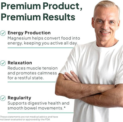 Real Magnesium Citrate - High Absorption Magnesium Supplement - Chelated Magnesium to Support Energy, Relaxation, and Regularity