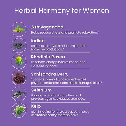 WellPath Soothe Hormone Balance for Women + Cortisol Supplements for Women | Thyroid Support, Mood Support, & Metabolism Booster | Adrenal Support | Rhodiola, Selenium, Iodine | Adaptogens, 60 ct