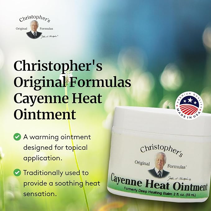 Christopher's Original Formulas Cayenne Heat Ointment, Warming Herbal Topical for Discomfort & Circulation, 2 fl oz