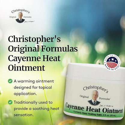 Christopher's Original Formulas Cayenne Heat Ointment, Warming Herbal Topical for Discomfort & Circulation, 2 fl oz