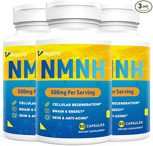 NMNH Supplement (Dihydronicotinamide Mononucleotide)500mg Per Serving, NMNH NAD Supplements for Women & Men, NMNH to Boost NAD+ Levels As We Age for Anti Aging, Cell Health*, Brain* , Energy-180 Count