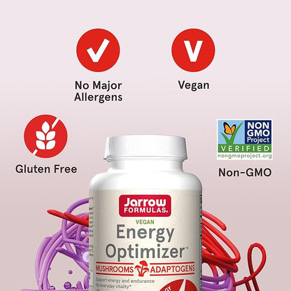 Jarrow Formulas Energy Optimizer with Cordyceps, Reishi, Lion’s Mane, Shiitake, King Trumpet, and Turkey Tail Mushrooms, Dietary Supplement with Ashwagandha, 90 Veggie Capsules, 30 Day Supply