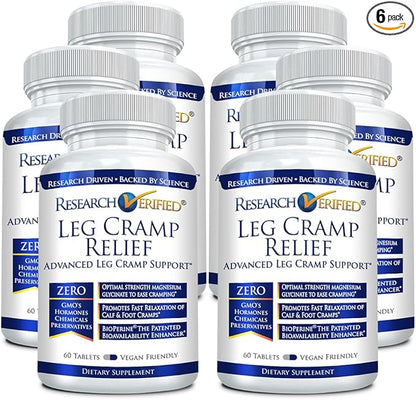 Research Verified Leg Cramps - Magnesium, B Vitamins, Ginger, Chamomile, BioPerine - Circulation Support - Vegan - 6 Month Supply