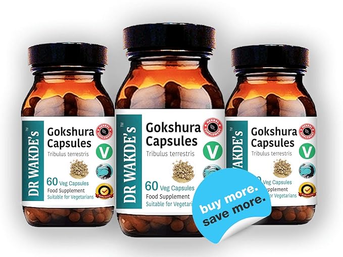 DR WAKDE'S Gokshura Capsules (Tribulus terrestris) - 60 Veg Caps | 100% Pure, All-Natural Supplement | Vegan, Plant-Based, Supports Vitality and Urinary Health