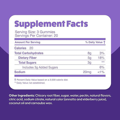 Prebiotic Fiber Gummies by Feel Great Vitamin Co (60 Gummies) | Helps Improve Digestive Health, Restore Natural Gut Flora, and Support Overall Health & Immunity* | Vegetarian & Vegan Friendly Chew
