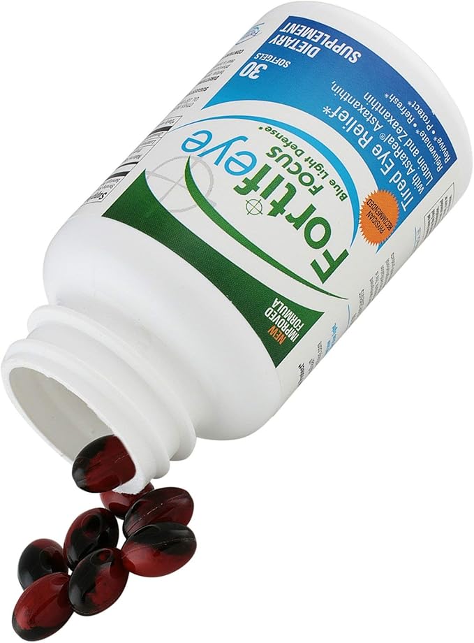 Fortifeye Focus Eye Care Supplement | Triple Carotenoid Including Astaxanthin, Lutein, and Zeaxanthin | 30 Softgel Capsules