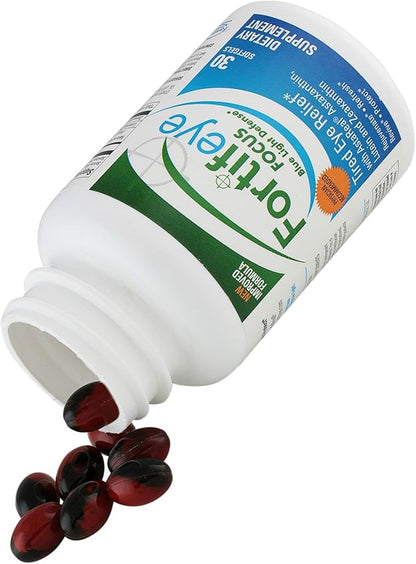 Fortifeye Focus Eye Care Supplement | Triple Carotenoid Including Astaxanthin, Lutein, and Zeaxanthin | 30 Softgel Capsules