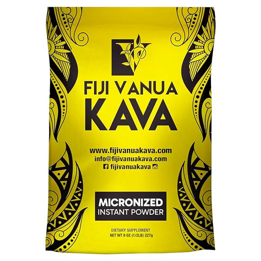 Fiji Vanua Kava Micronized Kava Powder, Portable and Easy to Prepare Kava Root, No Straining Needed, Pure & Strong Drink Powder, 8 oz