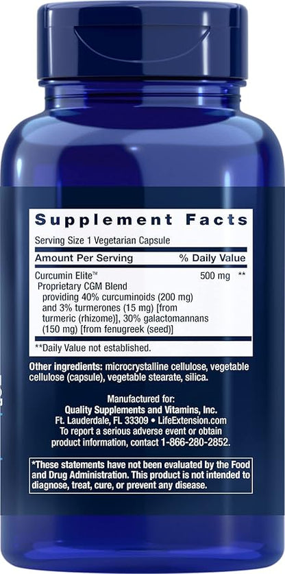 Life Extension Curcumin Elite Turmeric Extract, 90 Caps (Pack of 2)