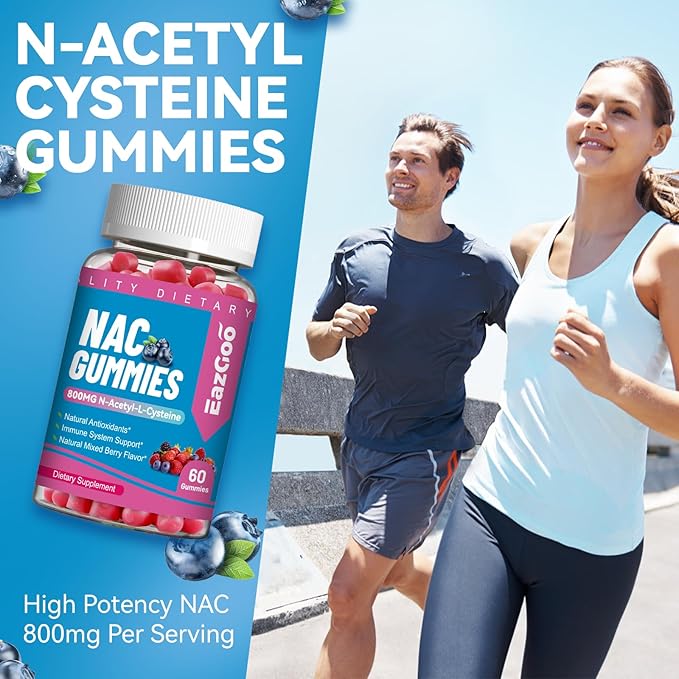 NAC Gummies 800mg, N-Acetyl Cysteine Supplement, NAC Supplement for Immune System & Antioxidant, Non-GMO, Gluten Free, Vegan - 120 Counts