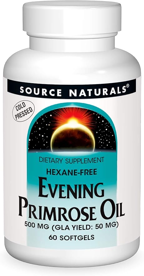 Source Naturals Evening Primrose Oil - Hexane-Free - 500mg - GLA Yield: 50 mg - Cold-Pressed - 60 Softgels