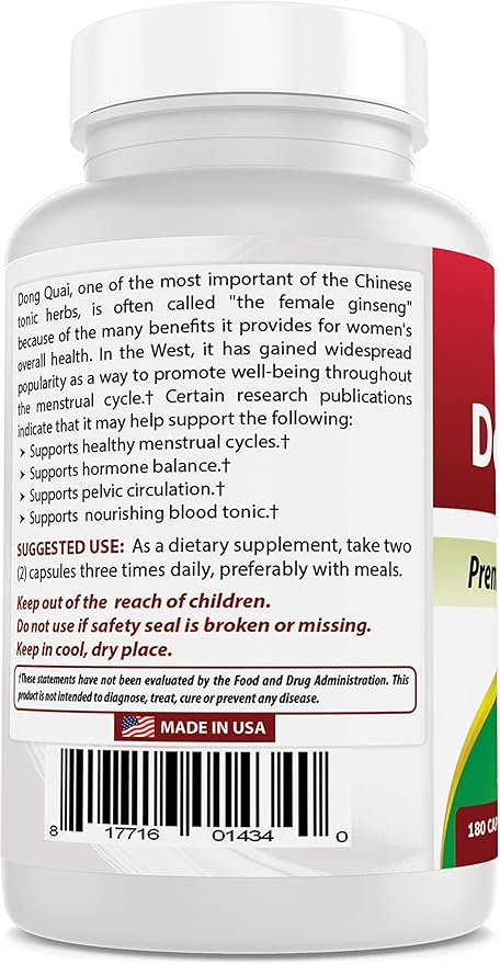 Best Naturals Dong Quai 530 mg 180 Capsules