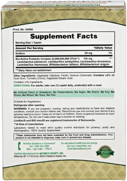Nature's Bounty Controlled Delivery Probiotic CD Caplets 30 ea (Pack of 3)