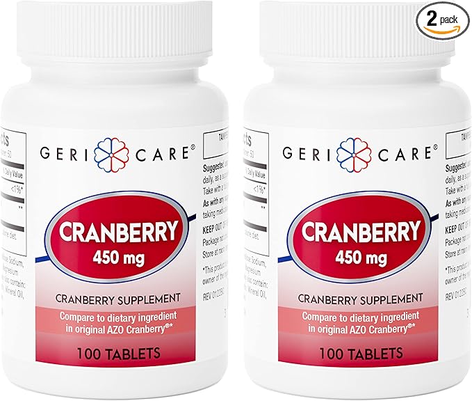 High-Potency Cranberry Supplement - 450mg Pure Cranberry Tablets for Urinary Tract Health Natural UTI Prevention for Men & Women- GMO, Gluten & Dairy Free Cranberry Concentrate 100 Count (2pk)
