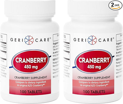 High-Potency Cranberry Supplement - 450mg Pure Cranberry Tablets for Urinary Tract Health Natural UTI Prevention for Men & Women- GMO, Gluten & Dairy Free Cranberry Concentrate 100 Count (2pk)