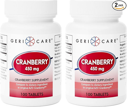 High-Potency Cranberry Supplement - 450mg Pure Cranberry Tablets for Urinary Tract Health Natural UTI Prevention for Men & Women- GMO, Gluten & Dairy Free Cranberry Concentrate 100 Count (2pk)