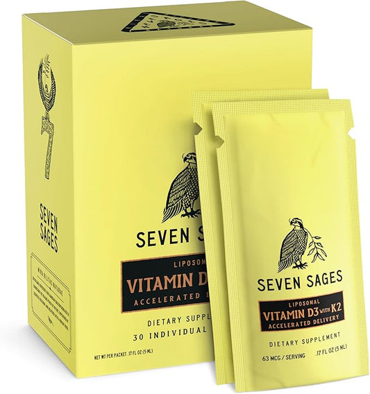 Liposomal Liquid Vitamin D3+K2 - Enhanced Potency + Accelerated Delivery for Maximum Immunity & Energy Boost - 30 Ready to Go Packets 1000mg (150ml) - Made in The USA - Non GMO - Soy Free