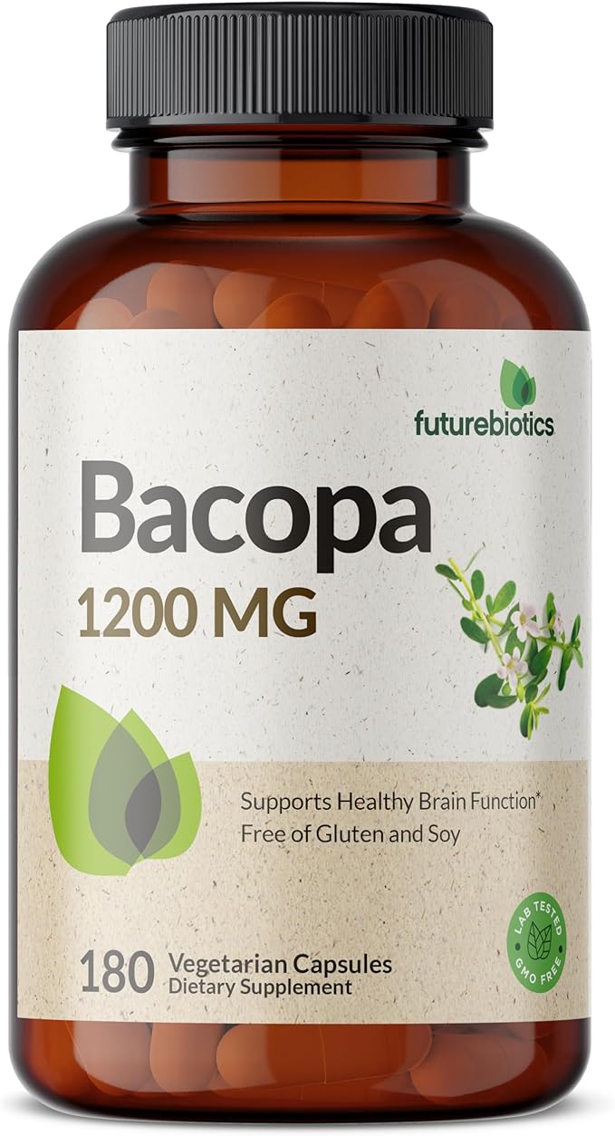 Futurebiotics Bacopa 1200 MG Supports Healthy Brain Function Non-GMO, 180 Vegetarian Capsules