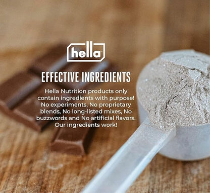 Hella Goodmorning Protein & Collagen Powder Supplement, Vitamins Minerals Electrolytes for Focus, Clarity and Energy - 80 Mg Organic Caffeine- Morning Wake Up Blend Swiss Chocolate Flavor 20 Servings