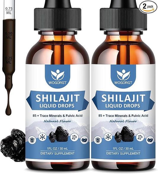 Pure Himalayan Shilajit Liquid Supplement - Energy & Immune Support, Contain 85+ Trace Minerals & Fulvic Acid, Pure Shilajit Resin Liquid Drop for Men & Women, Natural Flavor, 1 Fl Oz (2 Pack)