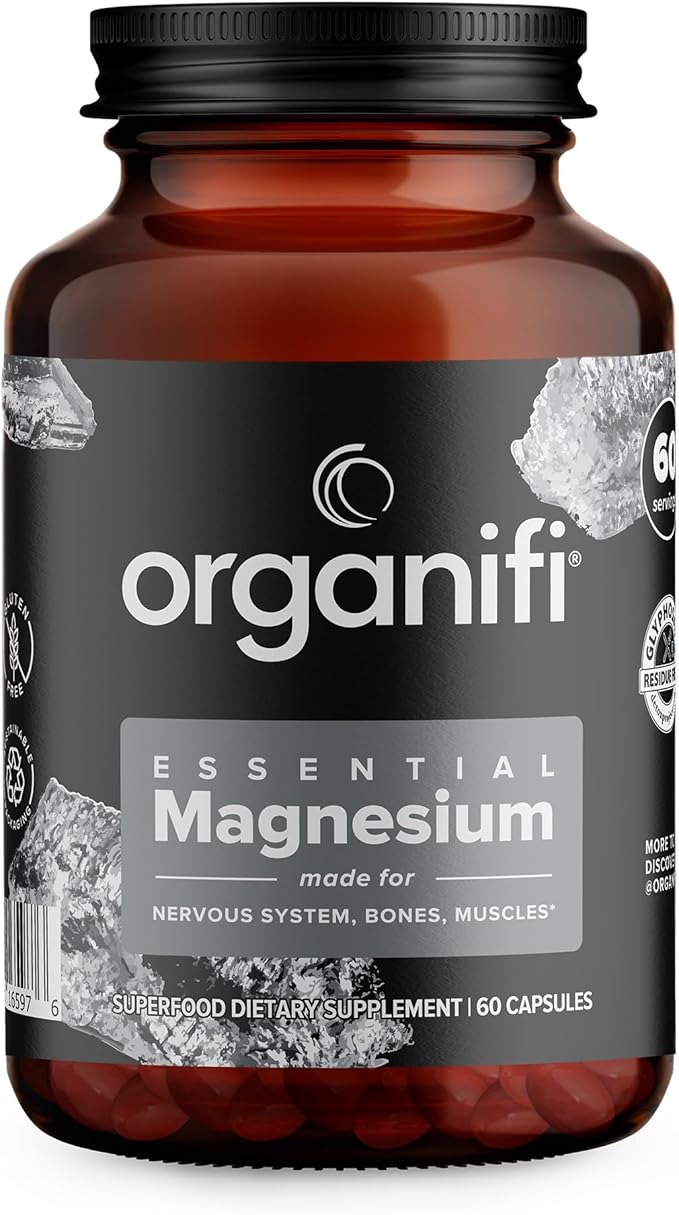 Organifi Essential Magnesium Glycinate Supplement for Bone Support and Muscle Health, 150mg, 60 Vegan Capsules