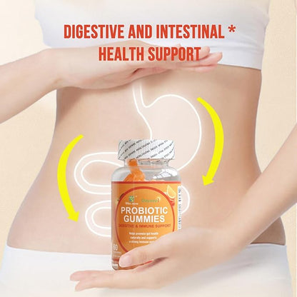 Vaginal Probiotic Gummies, 1 Billion CFU Women's Vaginal and Intestinal Health Supplement with Prebiotics & Digestive Enzymes, Orange Flavor, 60 Count