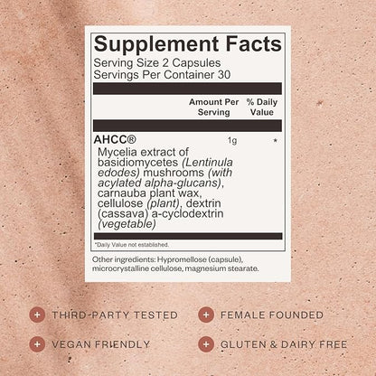 SHII AHCC Daily Immunity, 30-Days Supply – Vegan, Gluten Free Immune Support Supplement with AHCC, Immune System Support from Functional Shiitake Mushrooms, Promotes Immune Response & Cellular Health