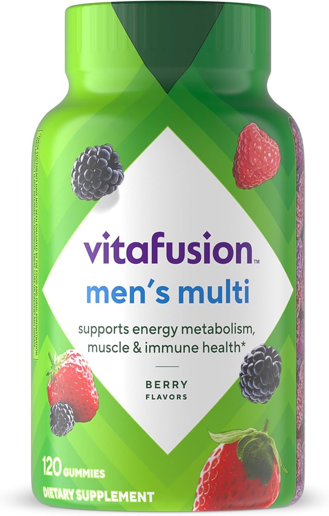 Vitafusion Adult Gummy Vitamins for Men, Berry Flavored Daily Multivitamins for Men with Vitamins A, C, D, E, B6 and B12, America’s Number 1 Gummy Vitamin Brand, 60 Day Supply, 120 Count