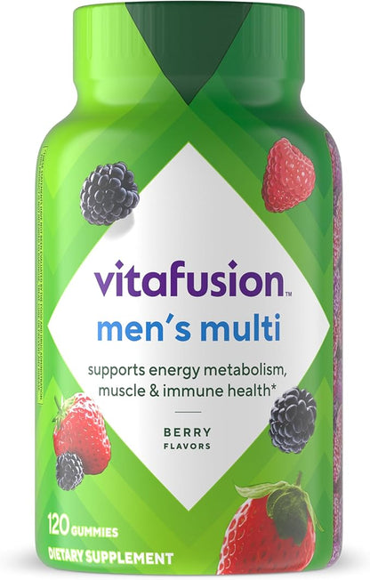 Vitafusion Adult Gummy Vitamins for Men, Berry Flavored Daily Multivitamins for Men with Vitamins A, C, D, E, B6 and B12, America’s Number 1 Gummy Vitamin Brand, 60 Day Supply, 120 Count