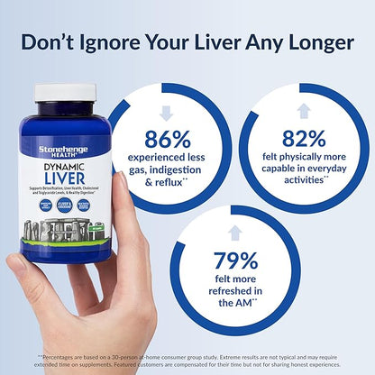 Stonehenge Health Dynamic Liver Supplement, Supports Detoxification, Liver Health, Cholesterol and Triglyceride Levels, & Healthy Digestion*, 60 Capsules