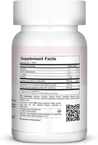 Maxi Health Chewable Digest - Natural Digestive Enzymes with Bromelain and Calcium- Quick-Acting - 90 Chewables - Kosher - Supports Healthy Digestion and Joint Comfort for Men & Women