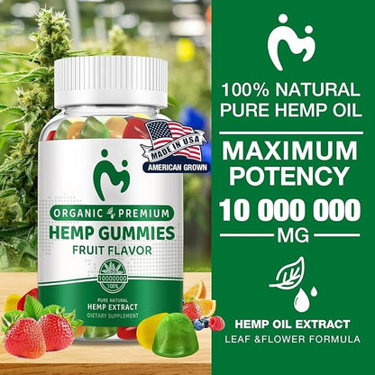 (3 Pack) Hemp Gummies for Pain Sleep Anxiety 100% Natural Pure Extra Strength Organic Hemp Oil Extract Edible Vegan Low Sugar Hemp Gummy for Adults