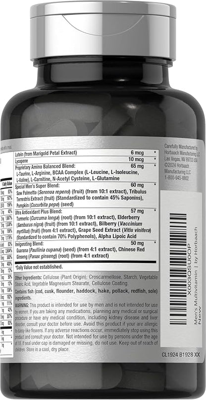 Horbäach Mens Multivitamin | 60 Caplets | Advanced Formula | with Vitamin C, D, Magnesium, Minerals & More | Non-GMO & Gluten Free Supplement