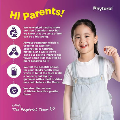 Kids Iron Gummies with Vitamin C - Blood Builder Iron Supplements for Kids with Gentle for Stronger Immunity & Energy Support - Vitamin B6, B12, A, Niacin & Folate Gummies - Vegan & GMO - 60 Count