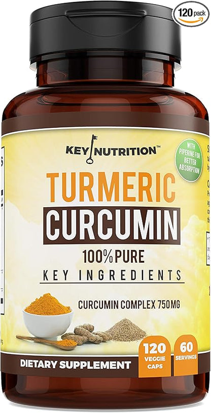 Turmeric Curcumin Complex with Piperine, 100% Pure - 120 Capsules