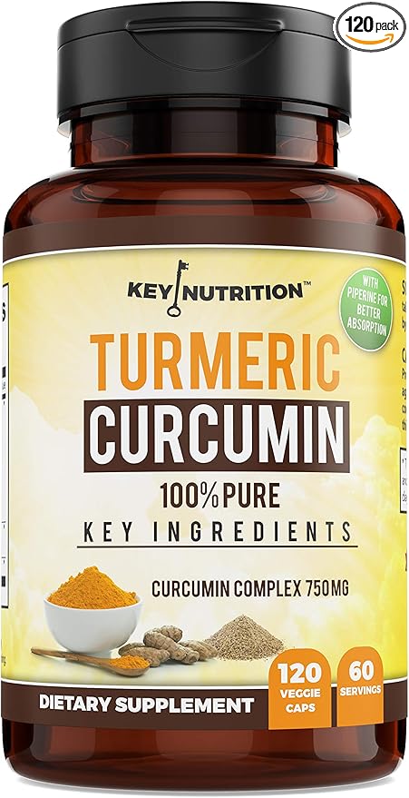 Turmeric Curcumin Complex with Piperine, 100% Pure - 120 Capsules