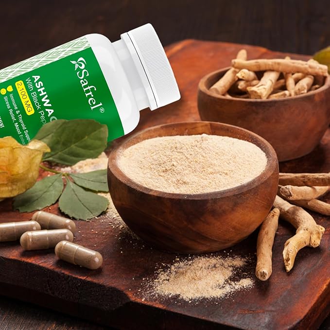 Safrel Ashwagandha 2,100 mg - 120 Vegan Capsules, High Potency, Non-GMO, Gluten Free Supplement
