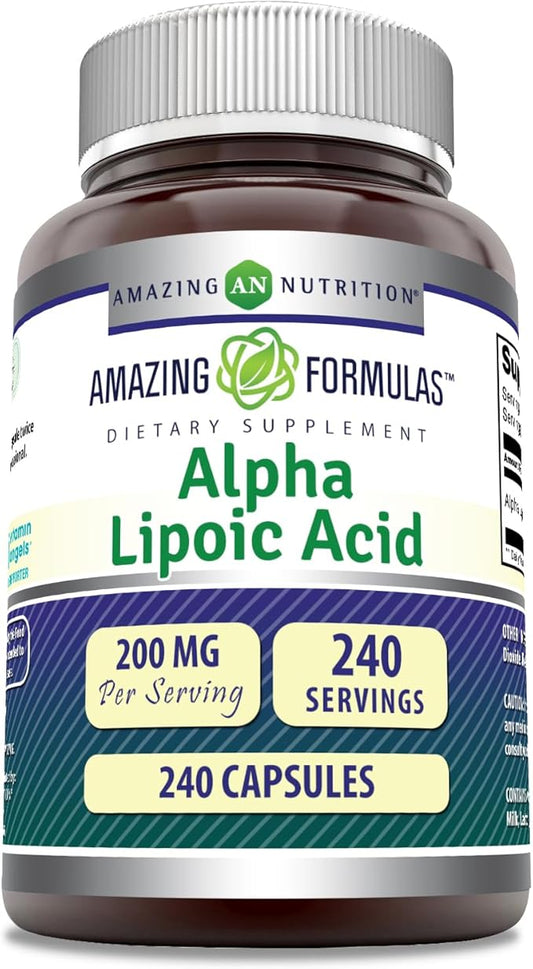 Amazing Formulas Alpha Lipoic Acid | 200 Mg Supplement | 240 Capsules | Non-GMO | Gluten-Free | Made in USA