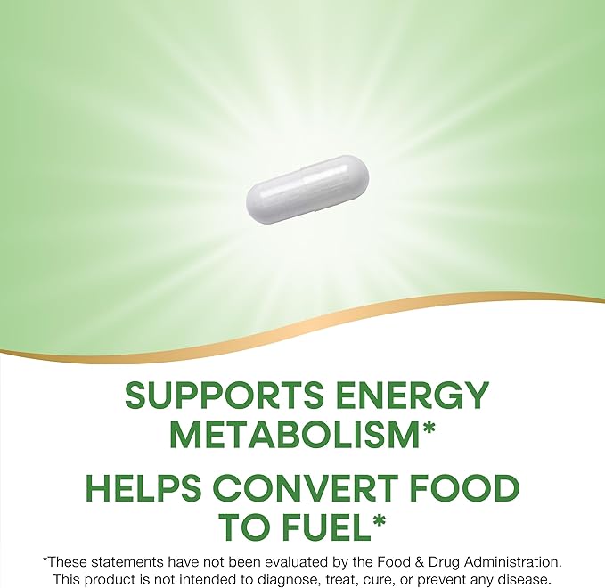 Nature's Way Vitamin B1, High Potency, 100 mg Thiamin per Serving, Thiamin HCl, Supports Energy Metabolism*, Gluten Free, 100 Capsules (Packaging May Vary)