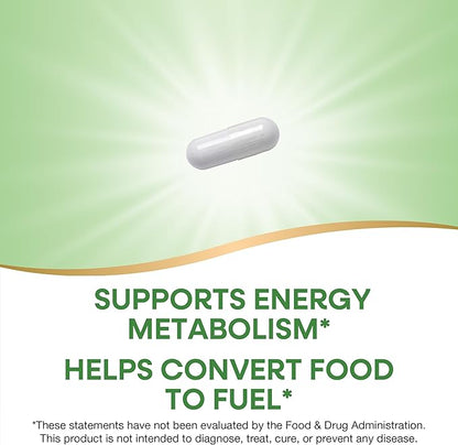 Nature's Way Vitamin B1, High Potency, 100 mg Thiamin per Serving, Thiamin HCl, Supports Energy Metabolism*, Gluten Free, 100 Capsules (Packaging May Vary)