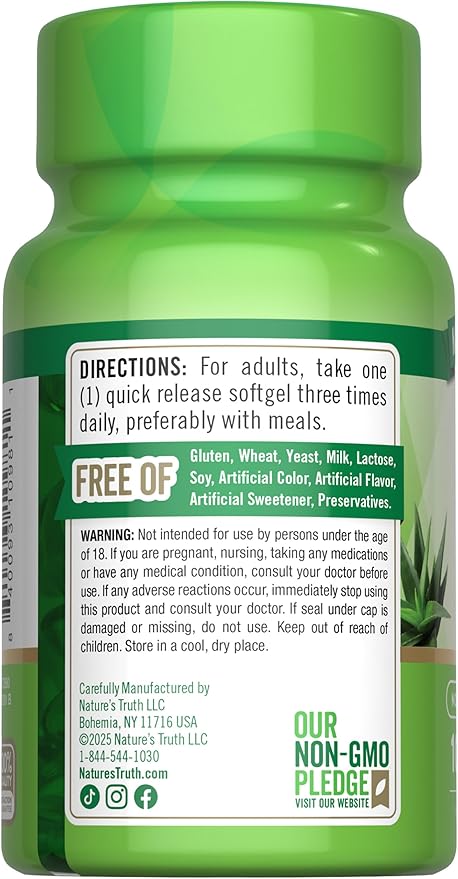 Nature's Truth Aloe Vera Softgels | 5000mg | 100 Count | Non-GMO and Gluten Free Supplement