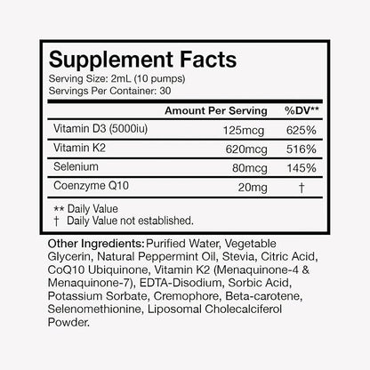 Terra Health Essentials - Liposomal Vitamin D3 + K2 | Bone Health & Calcium Absorption (1 Bottle, 30 Day Supply)