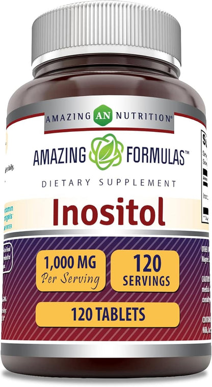 Amazing Formulas Inositol Tablets Supplement | 1000 Mg per Serving | Vitamin B8 | Non-GMO | Gluten-Free | Made in USA (1 Pack, 120 Count)